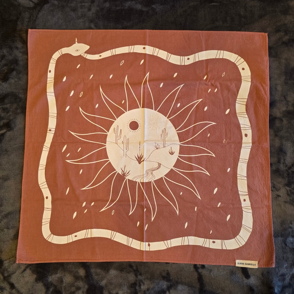 Elana Gabrielle Desert Snake Sun Cotton Bandana Scarf Terracotta Rust Boho 21x21